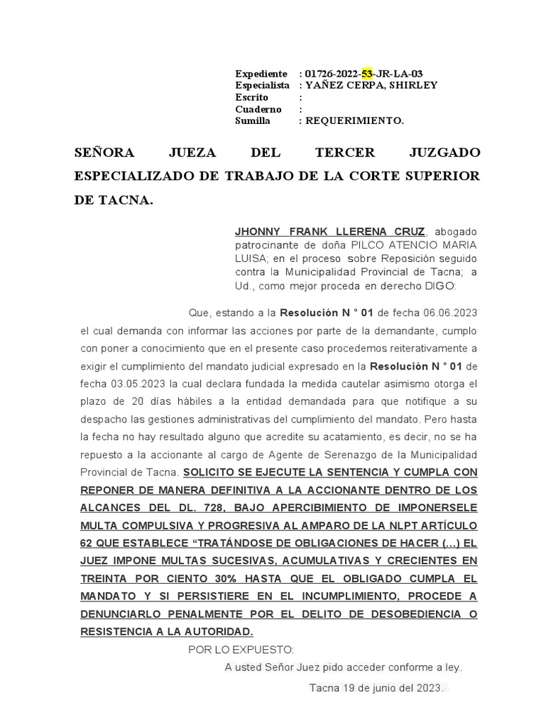 Ejecucion de Sentencia | PDF
