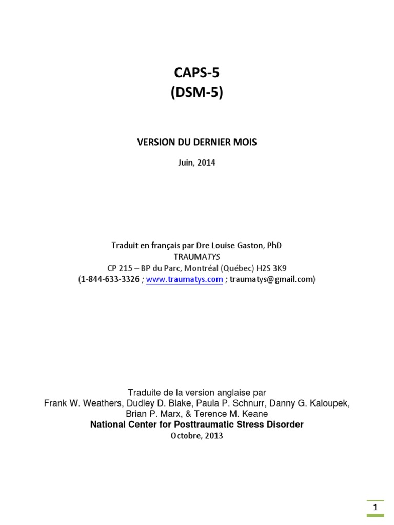 Évaluation CAPS-5 pour TSPT | PDF | Émotions | Sommeil