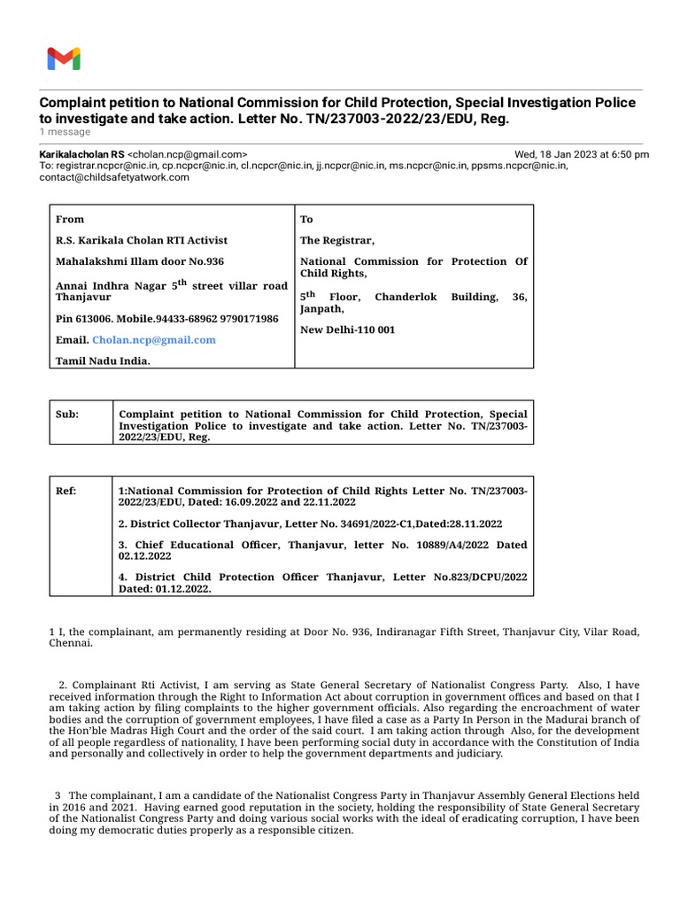 Gmail - Complaint Petition To National Commission For Child Protection ...