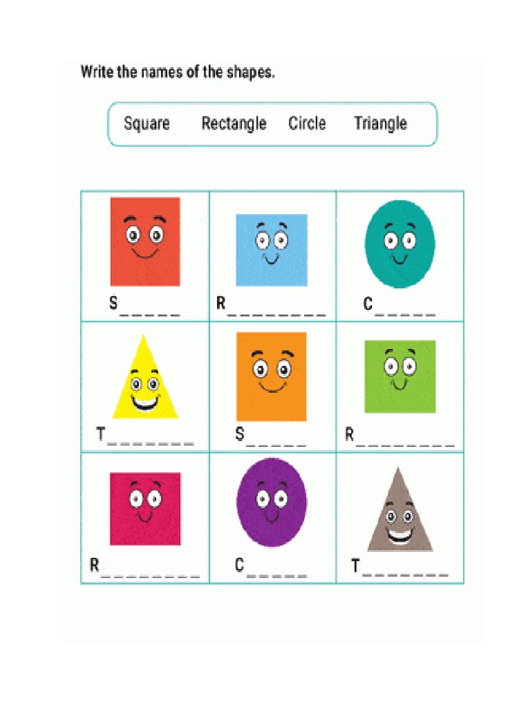 Write The of The Shapes Worksheet (4 Years) | PDF