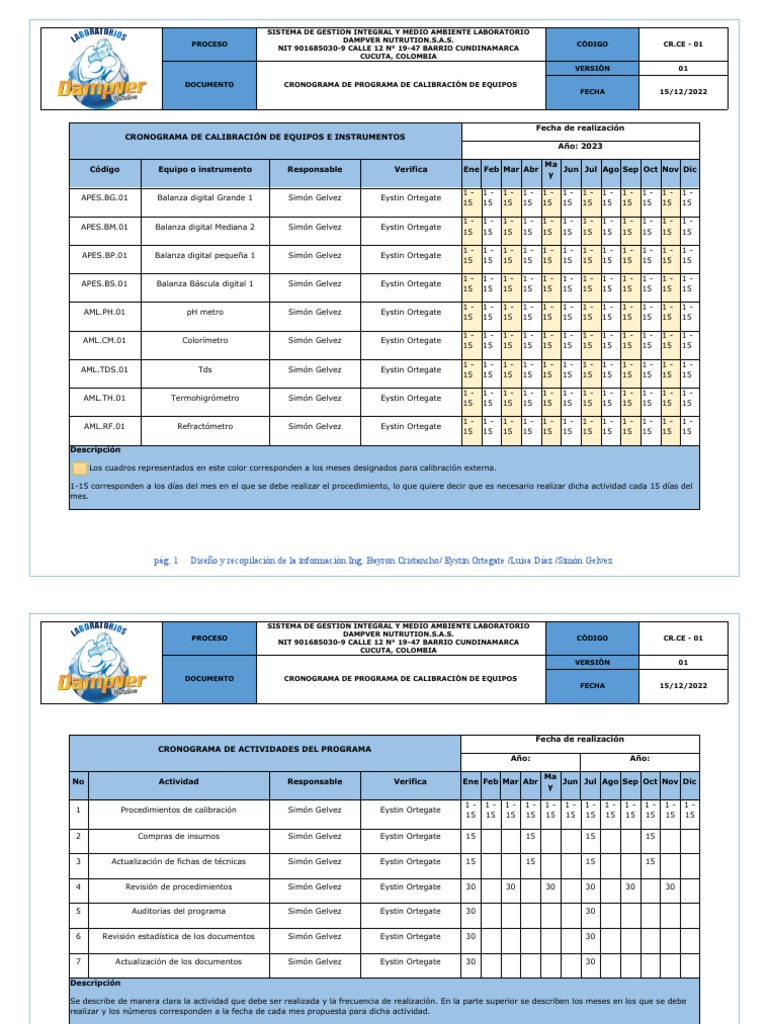 Cr ce 01 cronogramas de actividades de calibraci n pdf metrolog a