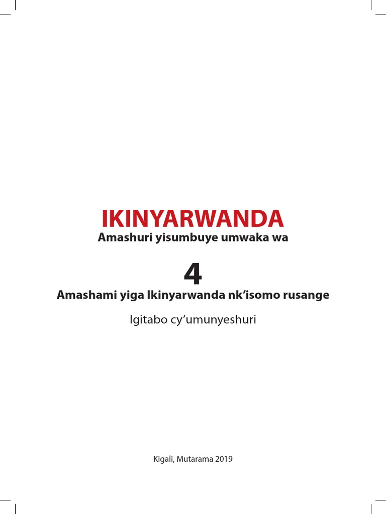 Igitabo cy'Ikinyarwanda Umwaka wa 4 | PDF | Languages | Foreign ...