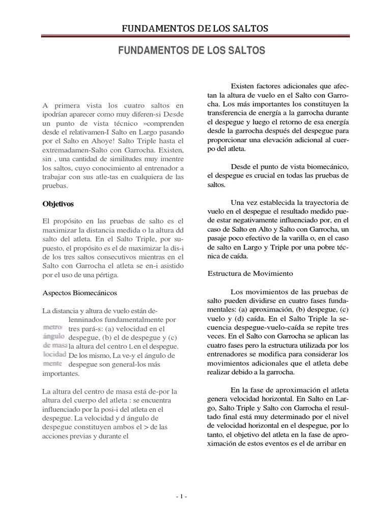 Fundamentos de los Saltos en Atletismo | PDF | Deporte del atletismo ...