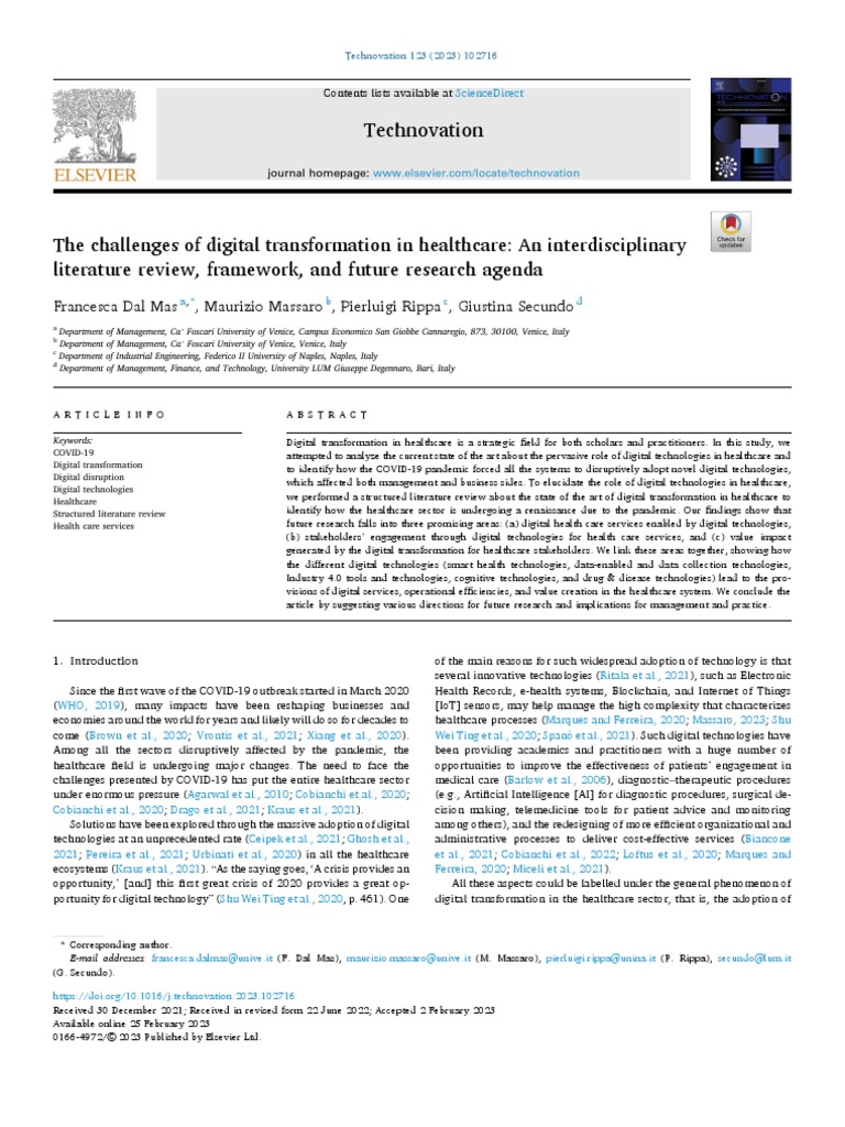 Digital Transformation in Healthcare Review | PDF | Health Care ...