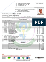 Fiche D'Achat Des Unités D'Enseignement: Identifiant de Paiement