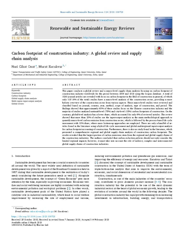 Carbon Footprint of Construction Industry | PDF | Life Cycle Assessment ...