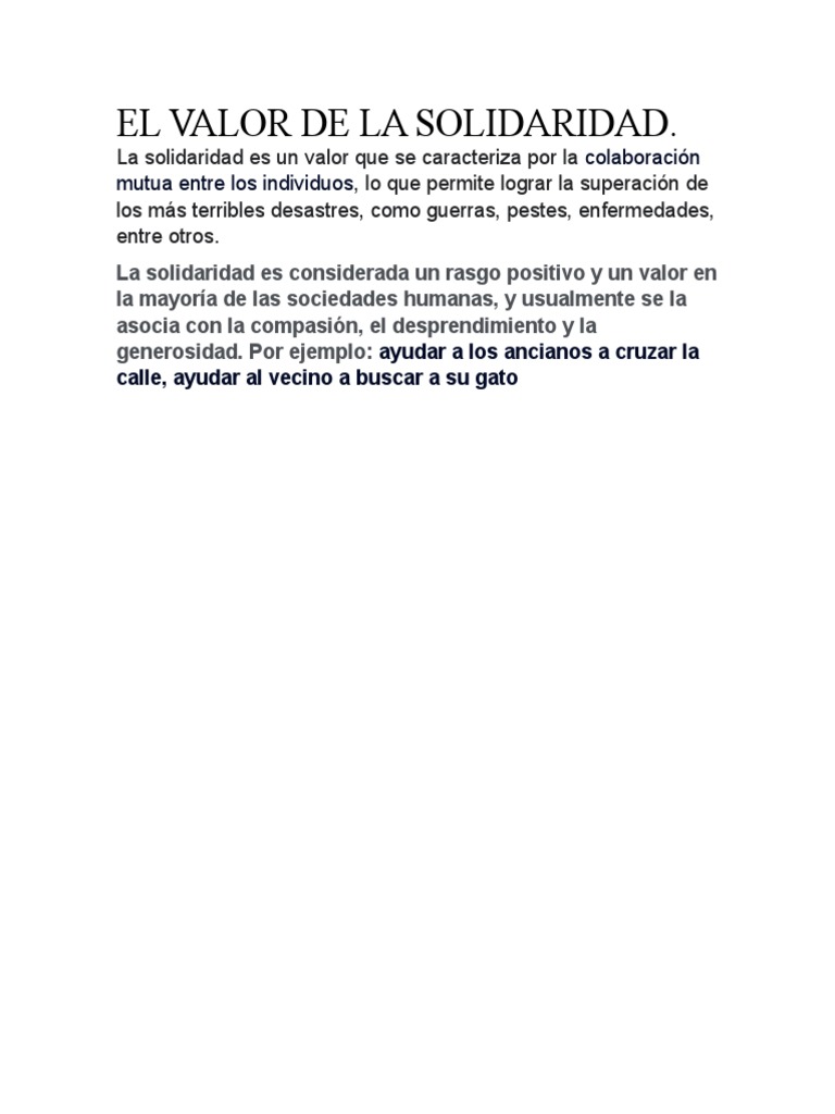 El Valor de La Solidaridad | PDF | Ciencias sociales