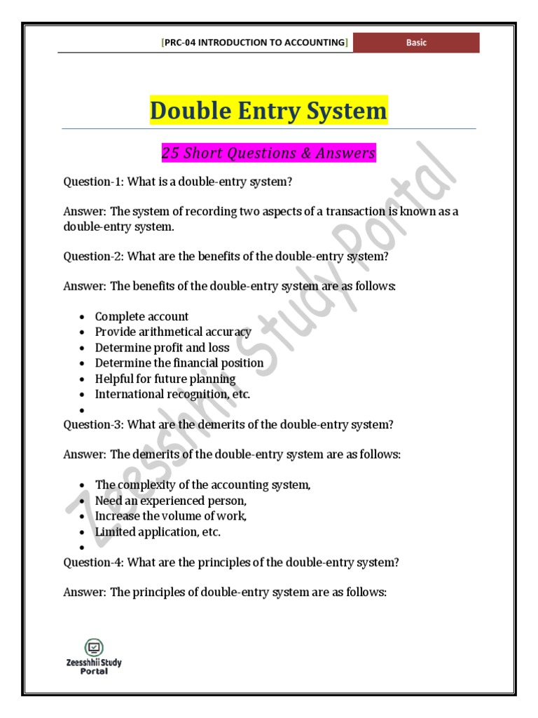 Double Entry System Q&A Guide | PDF | Debits And Credits | Accounting