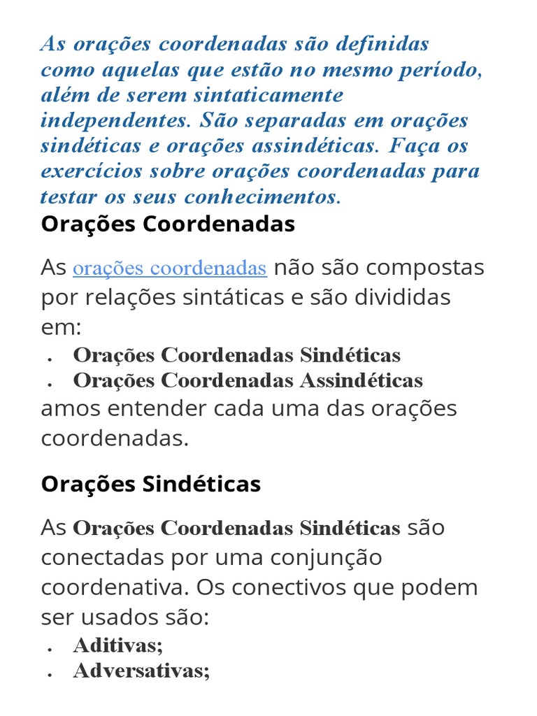 Assinale a opção em que o período é composto por coordenação e subordinação  A- não faças a outrem o que 