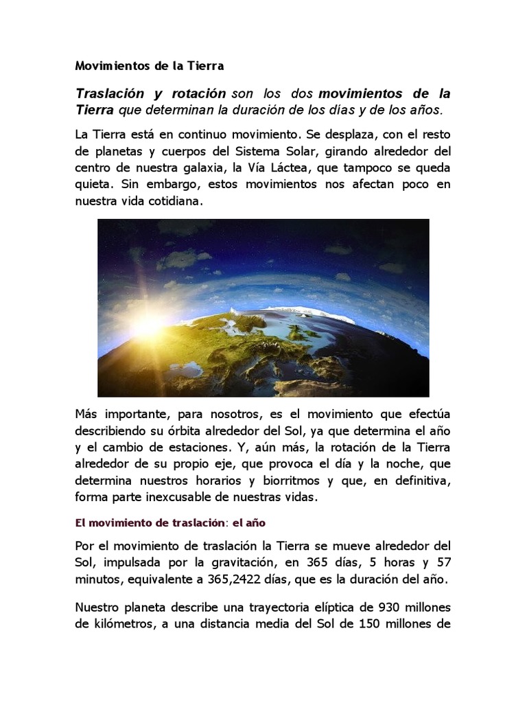 Movimientos de La Tierra | PDF | Tierra | Naturaleza