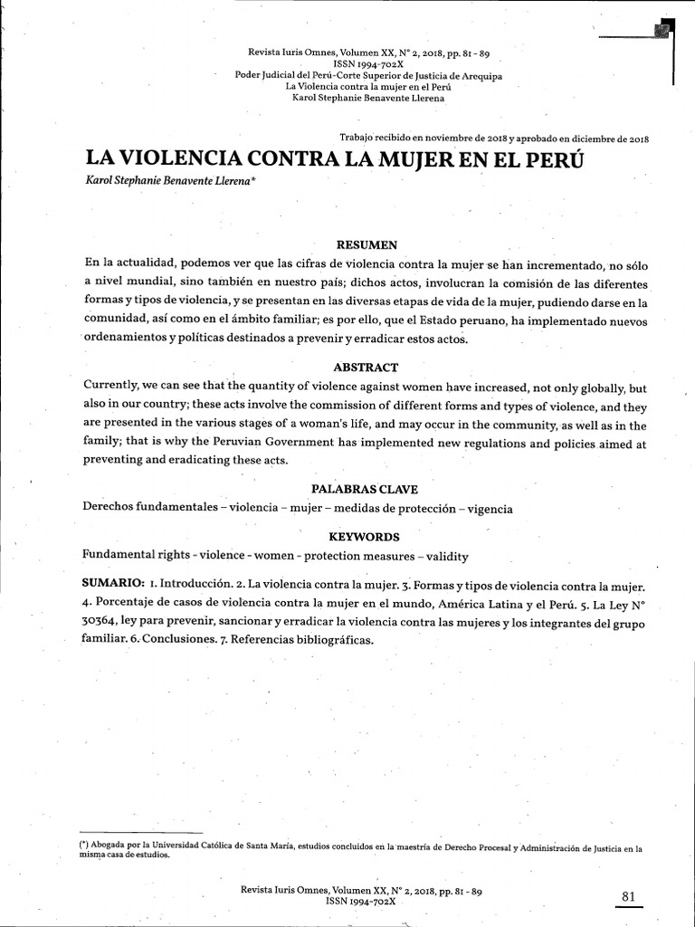 Violencia de género en el Perú: análisis y medidas | PDF | La violencia ...