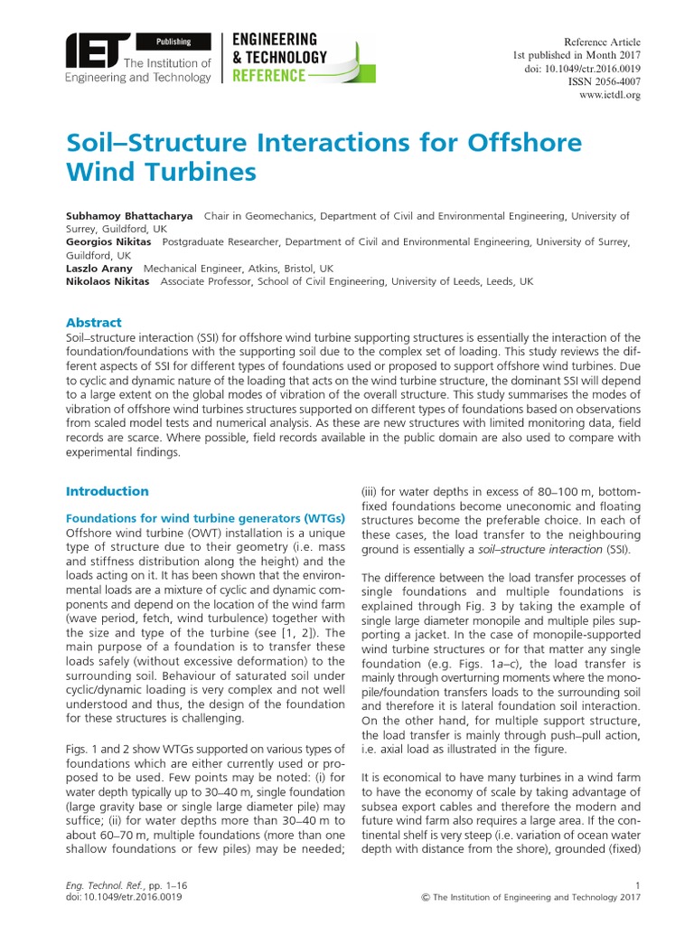 2017 IET SSI Offshore Wind Turbines | PDF | Deep Foundation | Wind Turbine