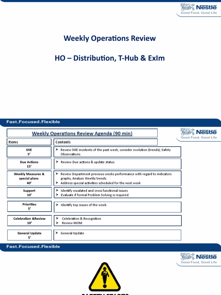 Weekly Operations Review Agenda | PDF | Transport | Vehicles
