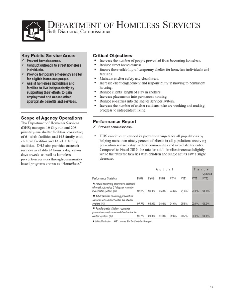 NYC Homeless Services Performance Review | PDF | Homelessness | United ...