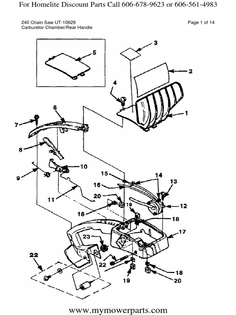 Homelite Chain Saw Parts Manual For 240 Chain Saw UT 10629 PDF