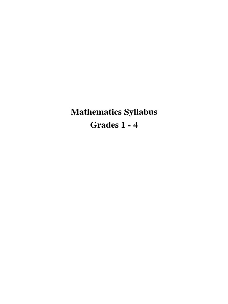 Mathematics Syllabus Grade 4 PDF Mathematics Numbers