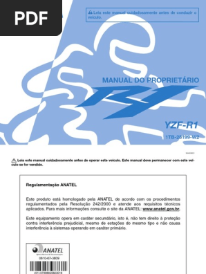 Manual Do Proprietário Yzf-R1 1TB W2 | PDF | Motocicleta | Pneu