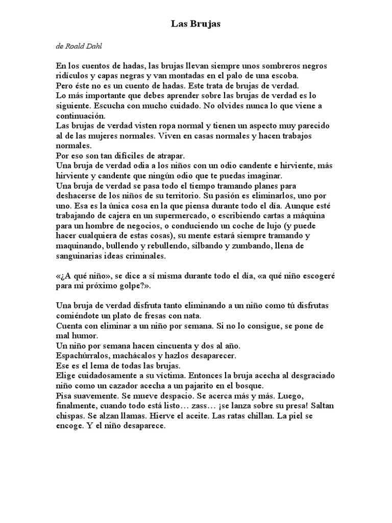 Locucion - Relato Las Brujas (Roald Dahl) | PDF | Novela negra ...
