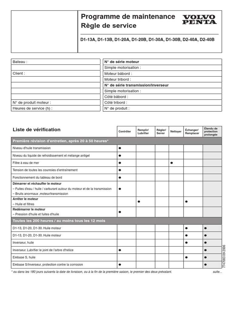 Plan de maintenance moteur diesel | PDF | Huile de moteur | Moteurs