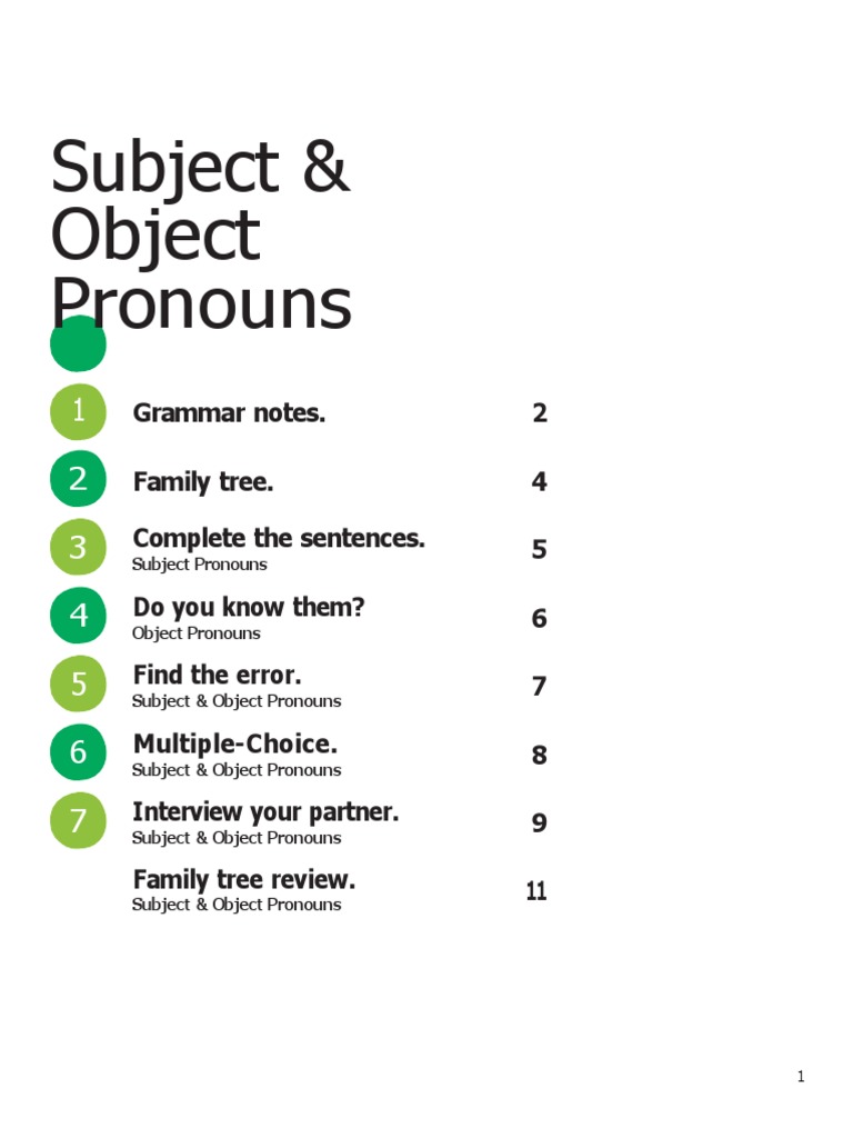 116 Subject-and-Object-Pronouns Can Student | PDF | Pronoun | Plural