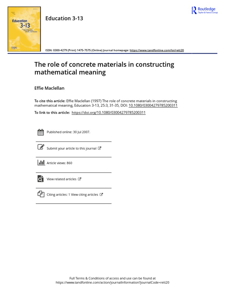 The Role of Concrete Materials in Constructing Mathematical Meaning