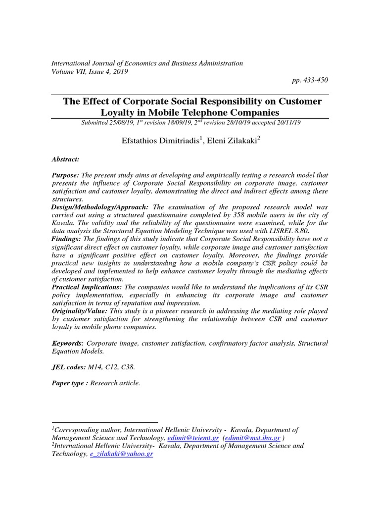 The Effect of Corporate Social Responsibility On Customer Loyalty in ...