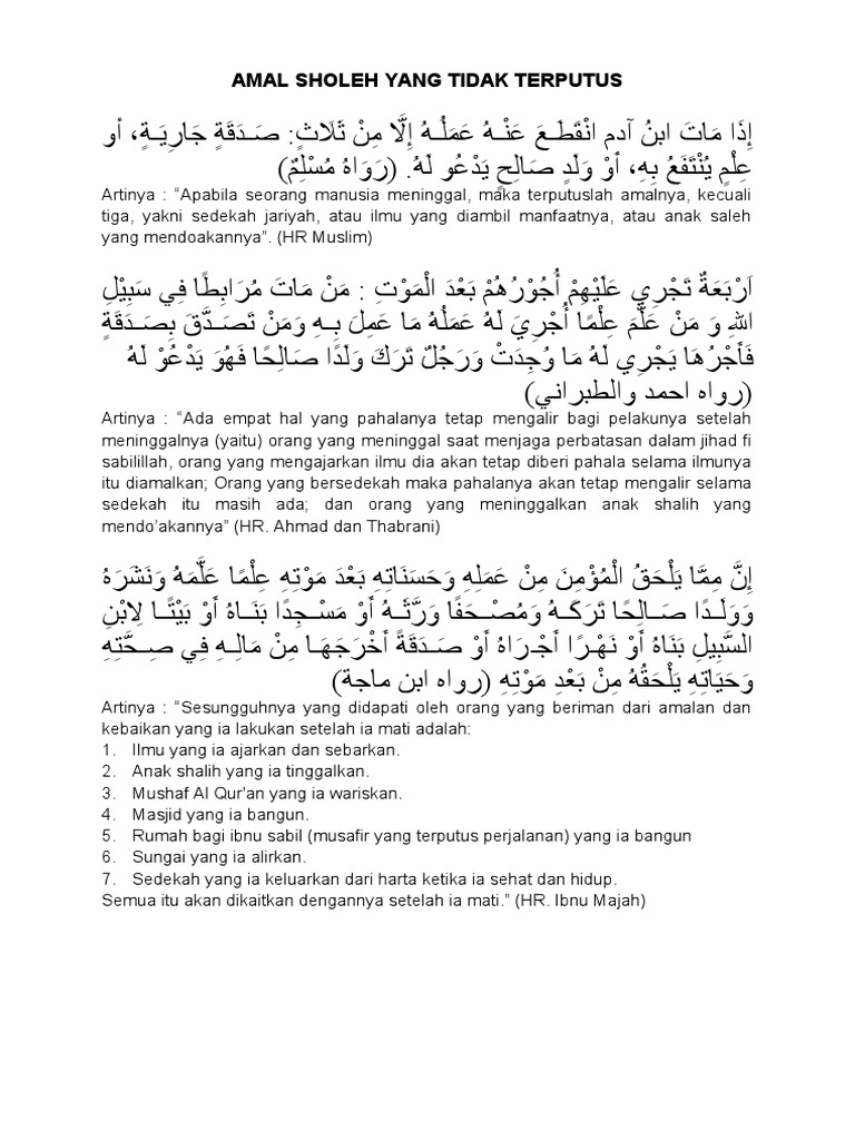 Amal Sholeh Yang Tidak Terputus Pdf