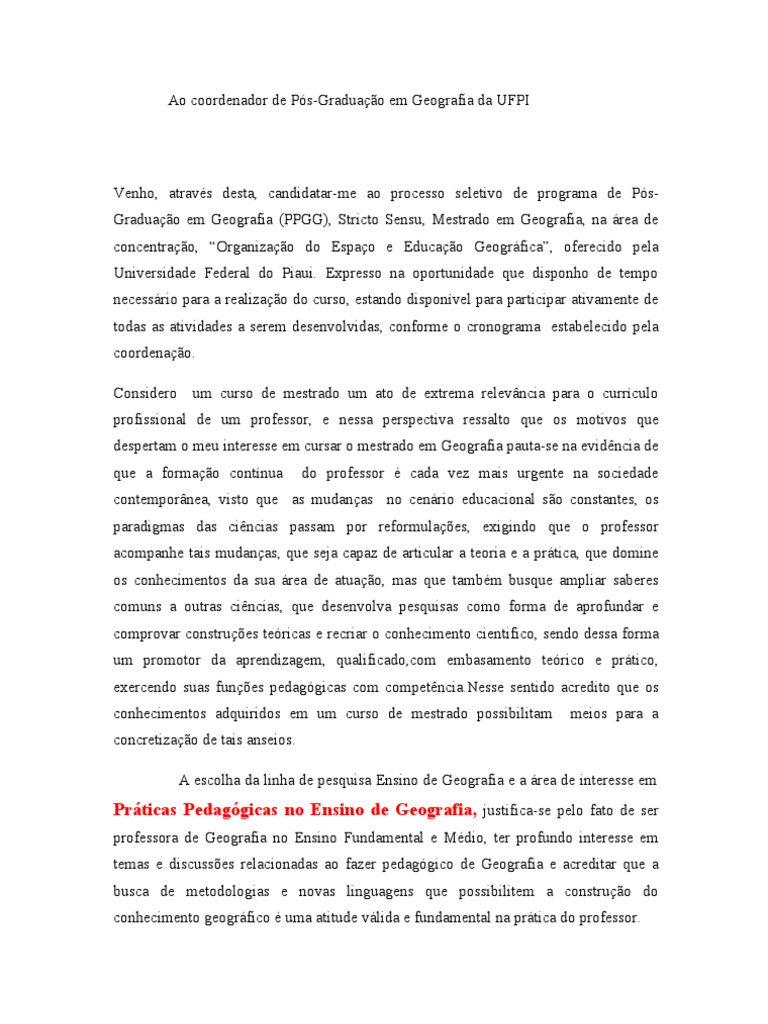 Carta De Motivacao Mestrado Pdf - Top Quotes t