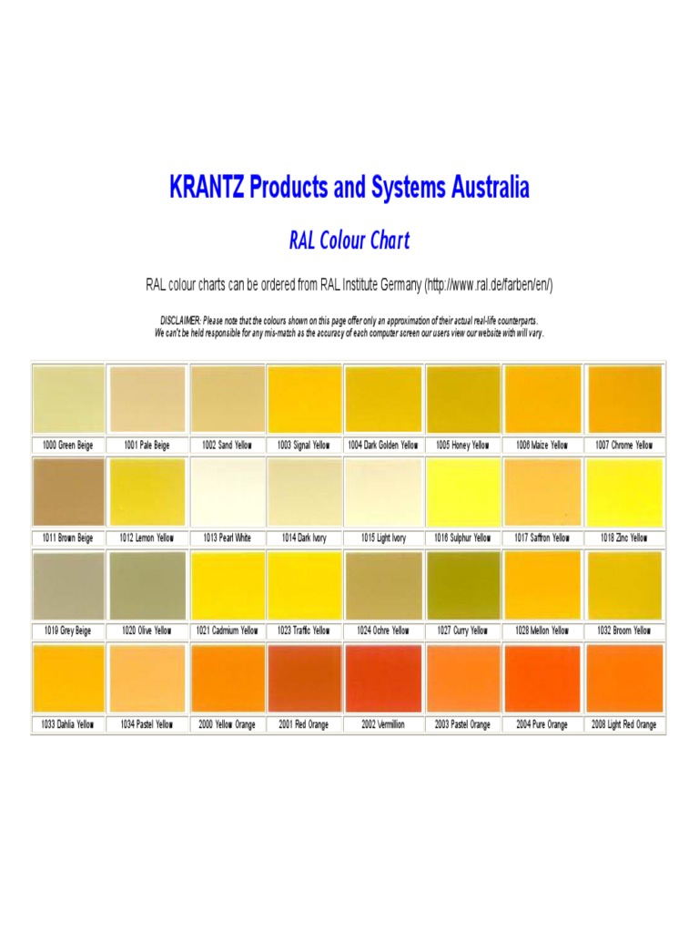 RAL Colour Chart | Download Free PDF | Yellow | Green