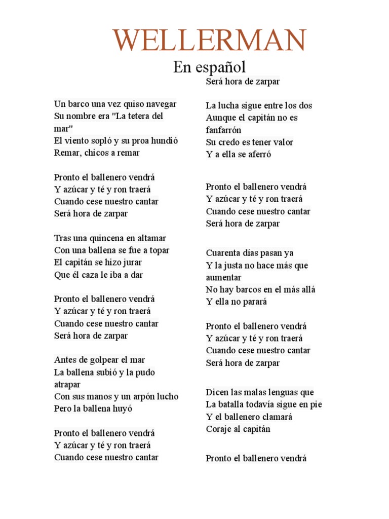 Wellerman Letra PDF