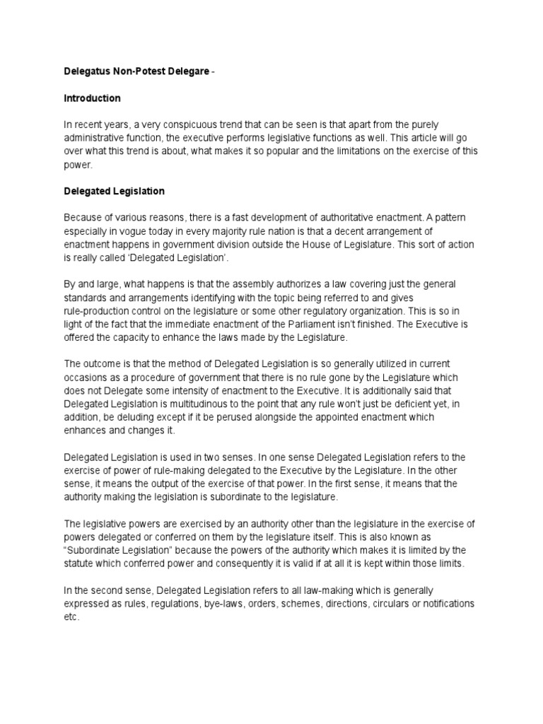 Understanding Delegatus Non Potest Delegare | PDF | Political Science ...