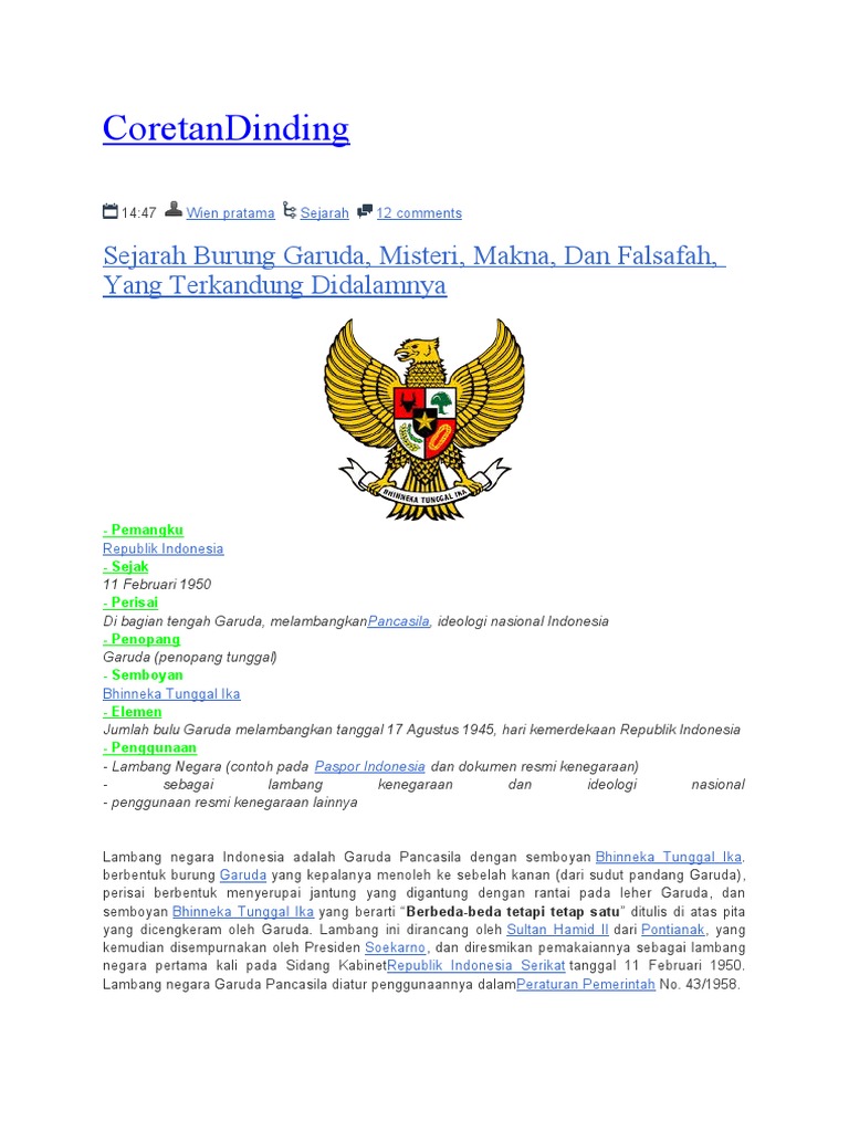Sejarah dan Makna Garuda Pancasila | PDF | Agama & Spiritualitas
