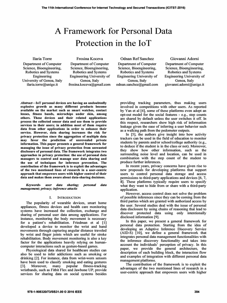 A framework for personal data protection in the iot pdf privacy