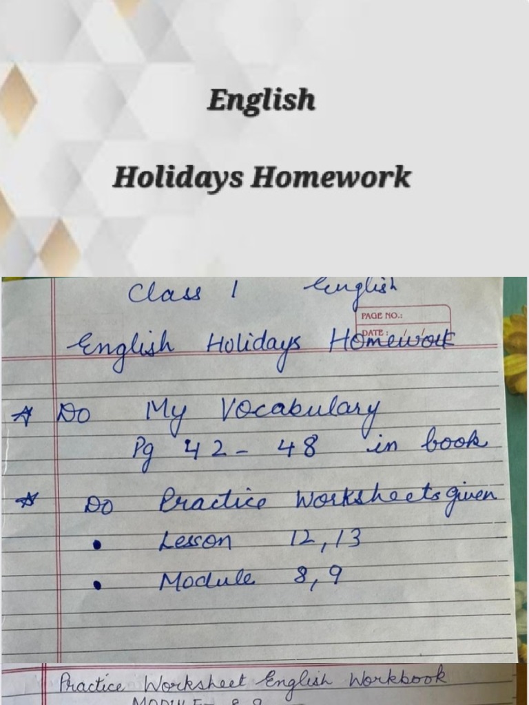Class 1 Winter Holidays Homework Pdf