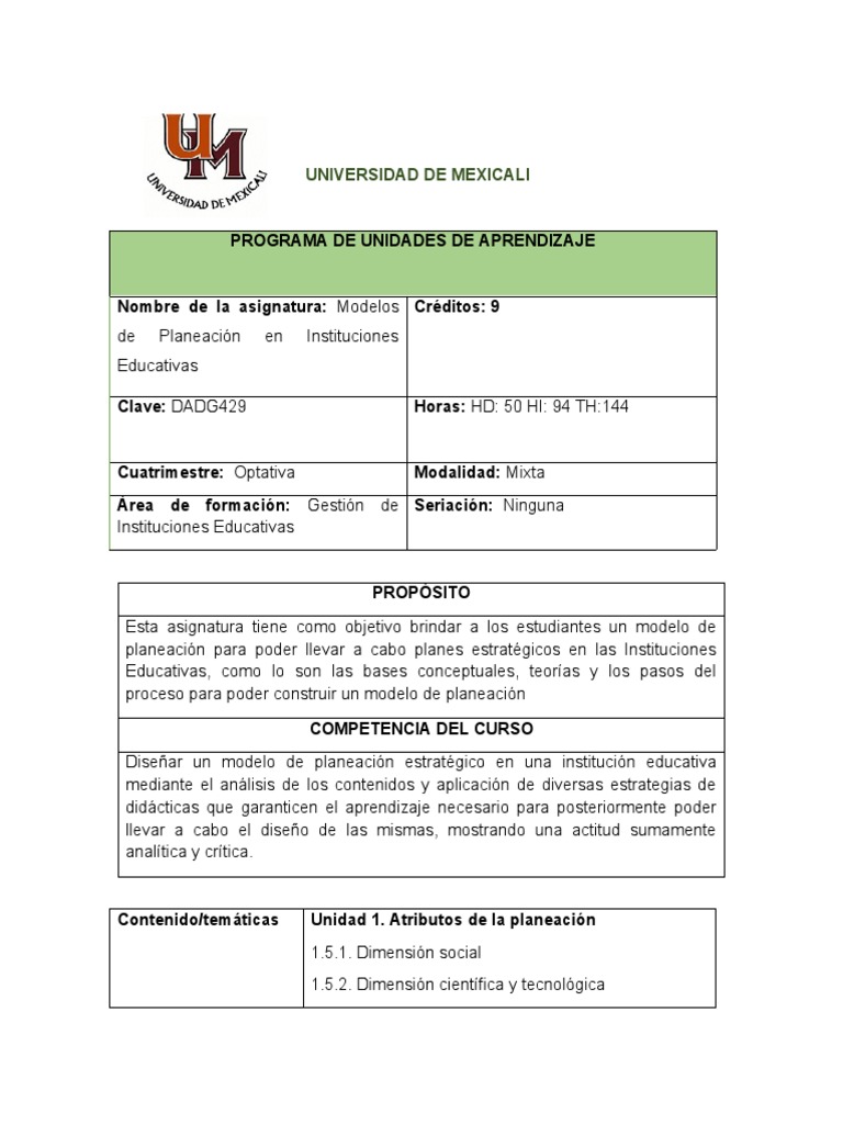 Modelos de Planeación en Instituciones Educativas | PDF | Planificación ...