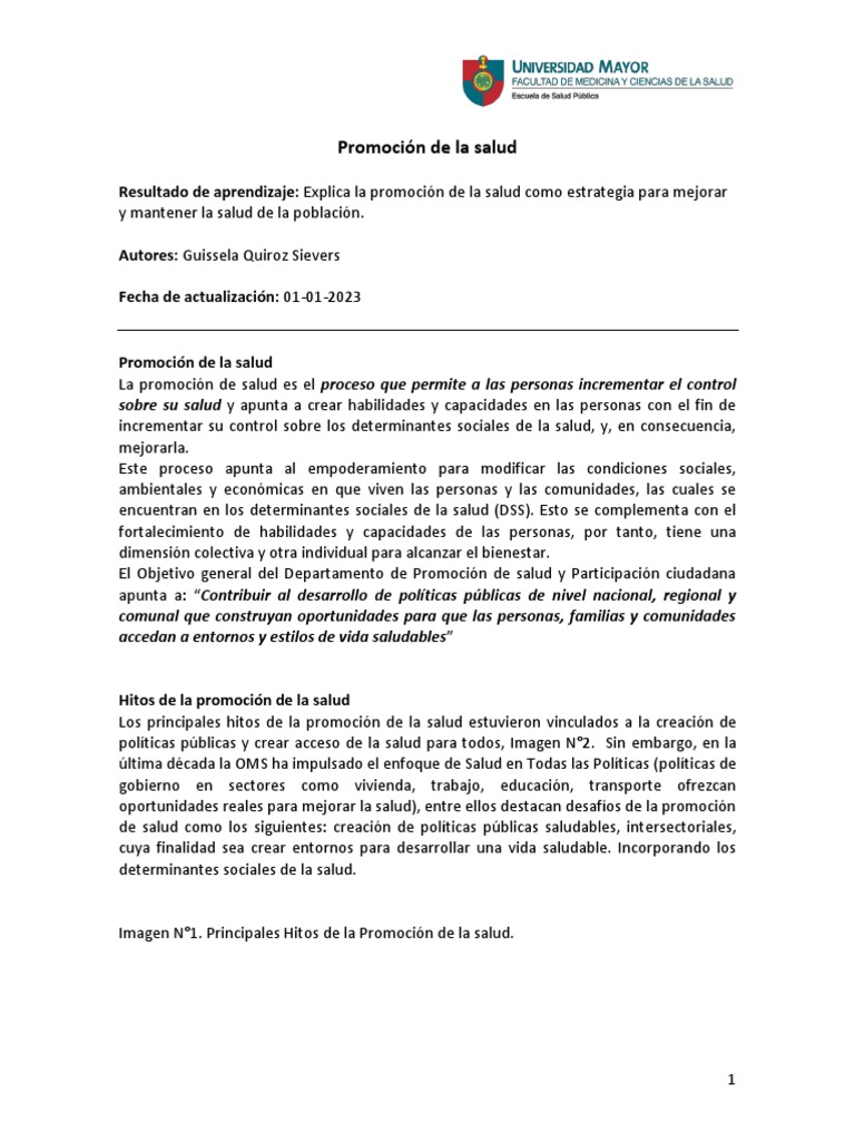 Promoción De La Salud Pdf Promoción De La Salud Comportamiento