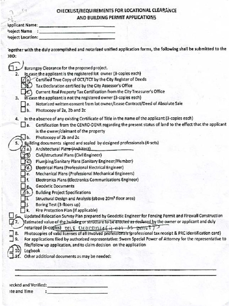 Puerto Princesa Building Permit Application Checklist PDF Common