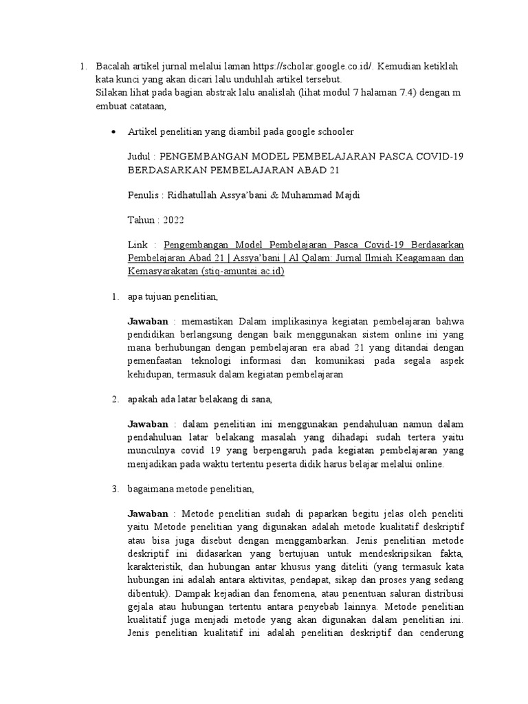 Model Pembelajaran Pasca Covid-19 | PDF | Karier & Perkembangan | Ilmu ...