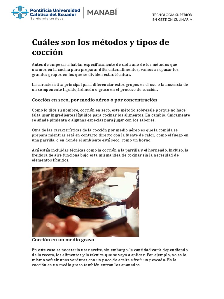 Métodos y Técnicas de Cocción | PDF | Hirviendo | Cocinando