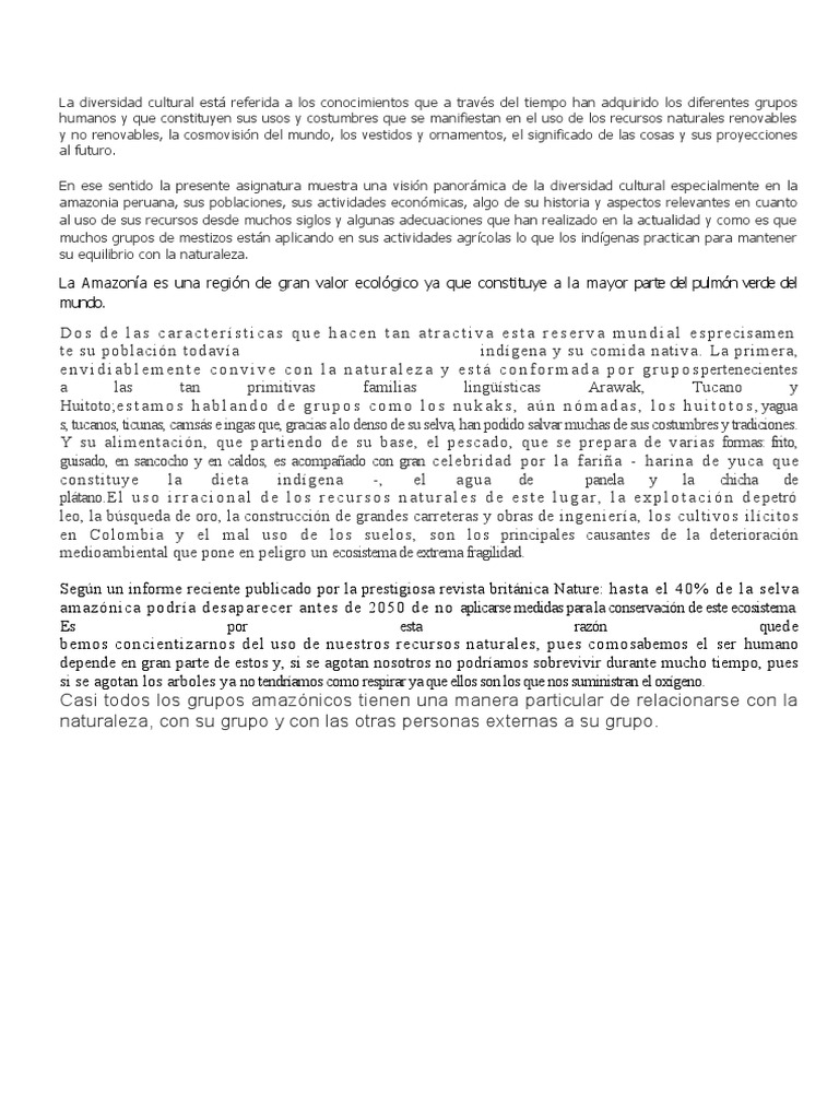 Diversidad Cultural en la Amazonía Peruana | PDF | Selva amazónica ...
