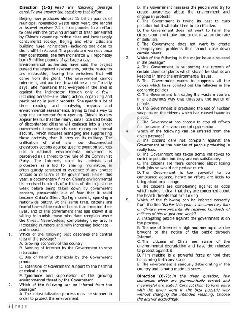IBPS PO 2017 Mains Question Paper With Solutions in English | PDF