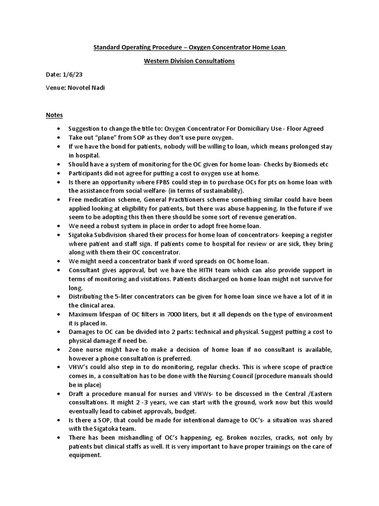 Standard Operating Procedure - Notes | PDF | Patient | Hospital
