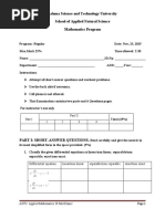 Maths Remedial Exam (2015) | PDF | Function (Mathematics) | Integral