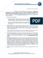 Nota de Invitacion de Suministro de Herramientas y Repuestos Principales, para El Área de Mantenimiento General, de La Corte de Cuentas de La República