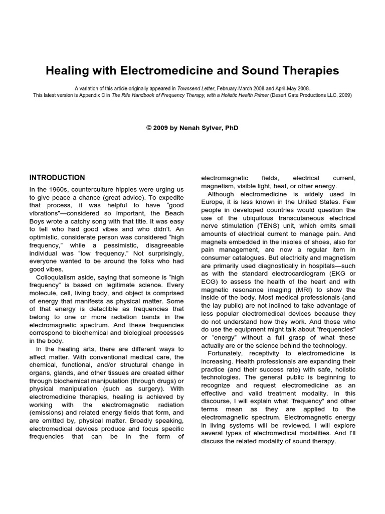 Healing With Electromedicine and Sound Therapies PDF