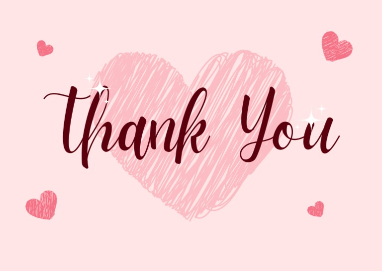 Pink Simple Cute Thank You Card | PDF