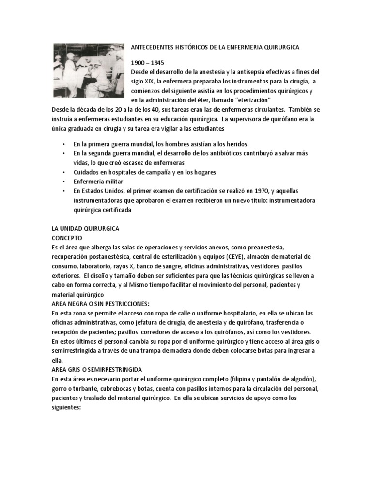 ANTECEDENTES HISTÓRICOS DE LA ENFERMERIA QUIRURGICA