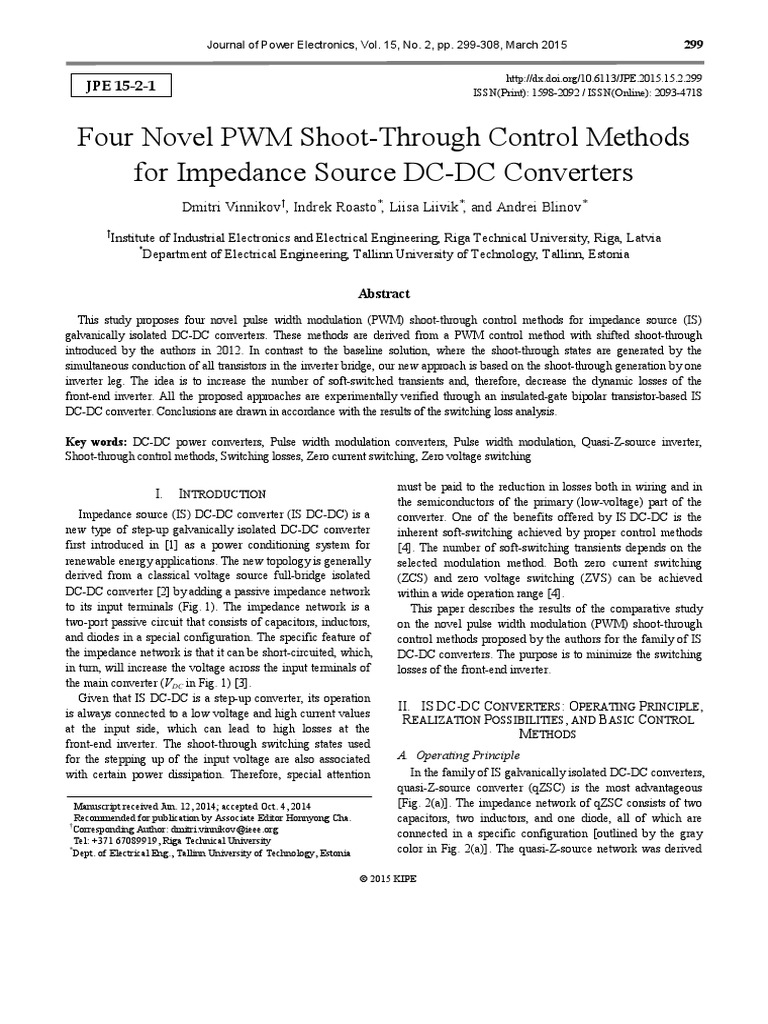 Four Novel PWM Shoot-Through Control Methods For Impedance Source DC-DC ...