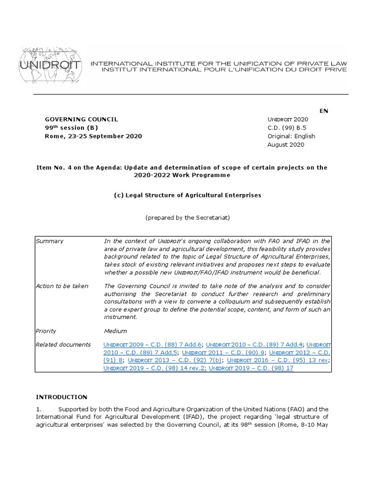 Legal Structure of Agricultural Enterprises | PDF | Cooperative ...