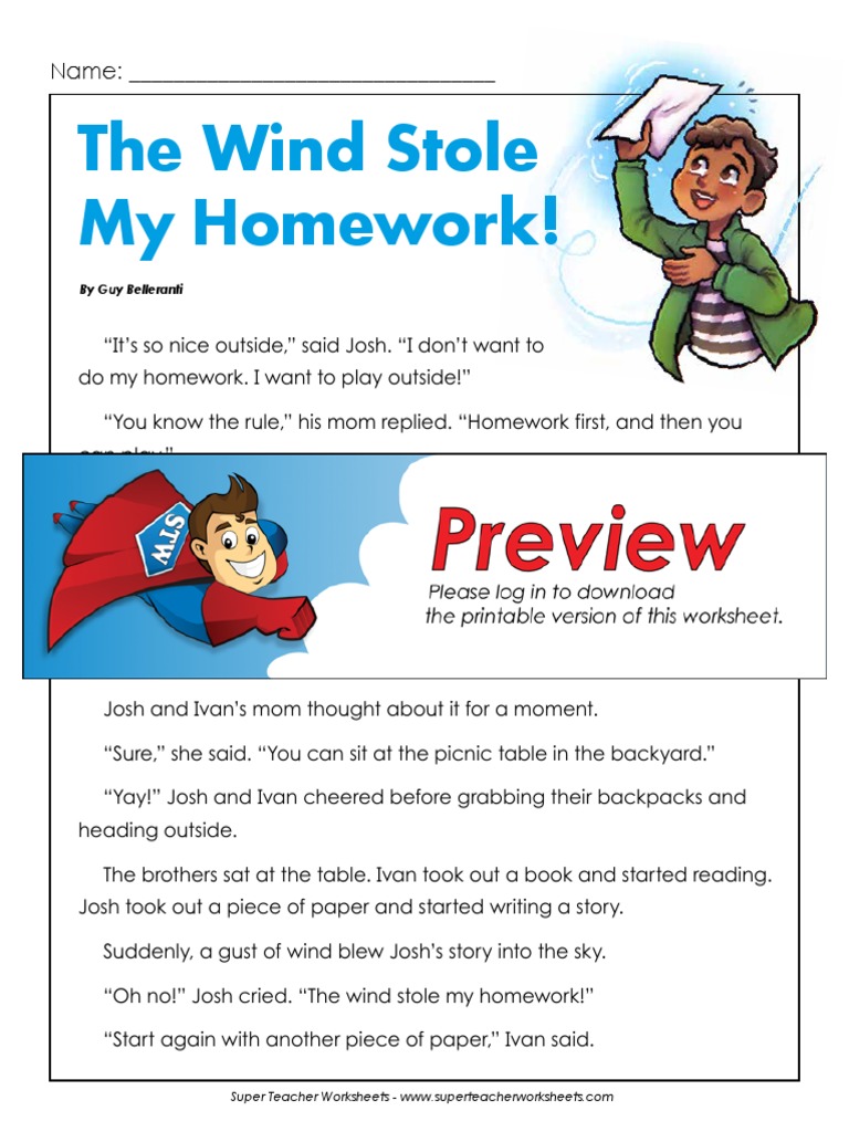 The Wind Stole My Homework Story | PDF